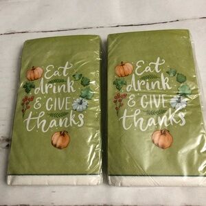 Guest Towel Napkins 2 Ply Paper Dining Bathroom Eat Drink & Give Thanks 40 Ct
